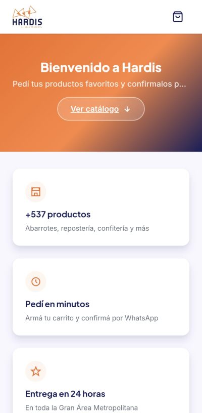 Portada de la tienda en línea de Hardis Alianza Mercantil, con el catálogo de más de 500 productos y entrega en 24 horas.